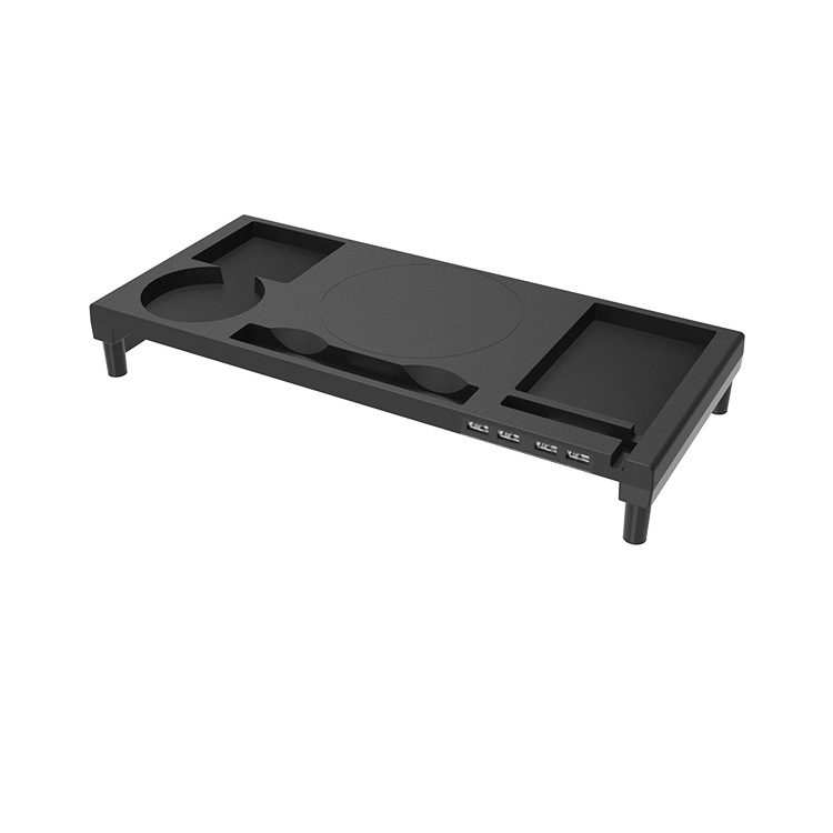 KM01 Suport ABS pentru monitor cu înălțare și spațiu de stocare, încărcare USB, suport pentru laptop, dimensiuni 52.5×23×7.5 cm
