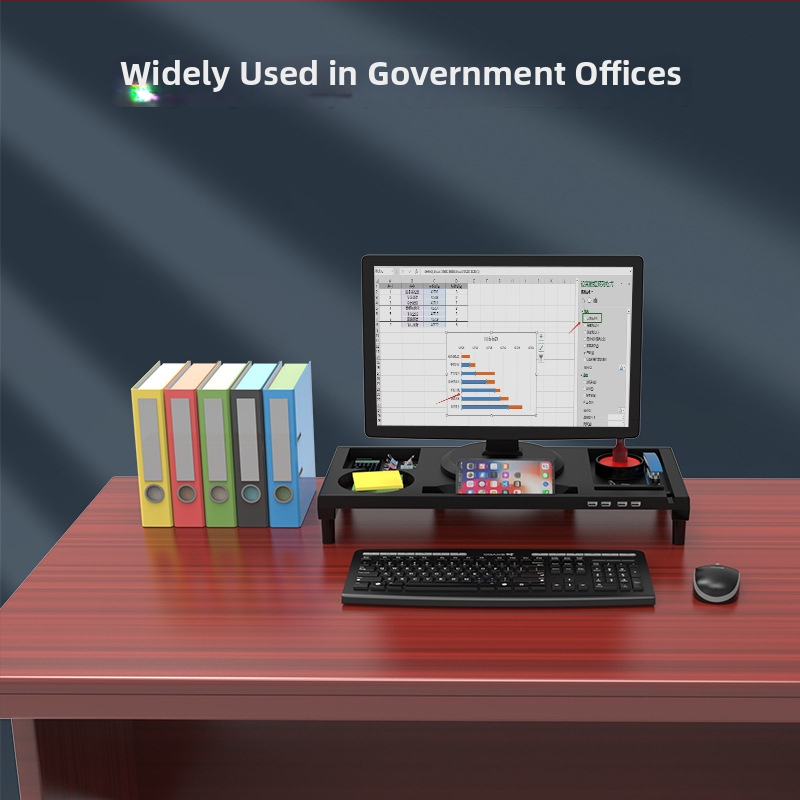 Podstavec na monitor KM01 ABS s úložným priestorom, nabíjanie cez USB, stojan na notebook, 52,5 × 23 × 7,5 cm