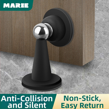 Nou opritor magnetic pentru ușă din silicon, fără găuri, montaj pe perete, anti-coliziune, silențios, pentru baie