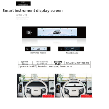 iCAR V23 műszerfal LCD kijelző, jobb oldali kormányos autókhoz, 11.26 hüvelyk, 1920x720, teljes laminált üveg