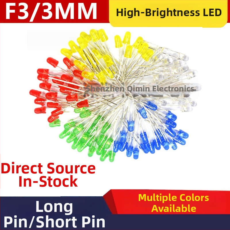 F3 3mm LED korálky s priamym zapojením, vysokojasné biele a viacfarebné červené, modré, žlté, oranžové a smaragdovo zelené