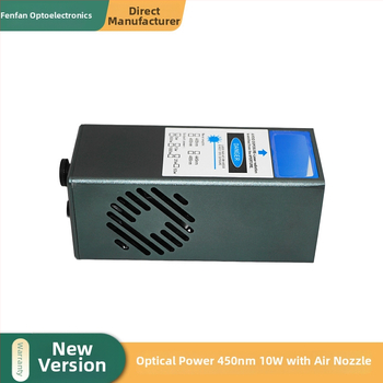 Modrý laser s ultrajemným lúčom, pevné zaostrenie, 450 nm, 10 W, PWM riadenie, 12 V pohon, systém s dvoma ventilátormi