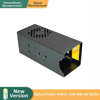 Modrý laser s ultrajemným lúčom, pevné zaostrenie, 450 nm, 10 W, PWM riadenie, 12 V pohon, systém s dvoma ventilátormi