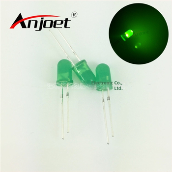 5 mm zelená LED dióda s rovnými pinmi, okrúhlou hlavicou, krátkymi vodičmi, smaragdovo zelená korálka F5