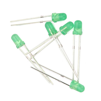LED verde de 5 mm cu pini drepți, cap rotund, tijele scurte, lumină verde smarald F5