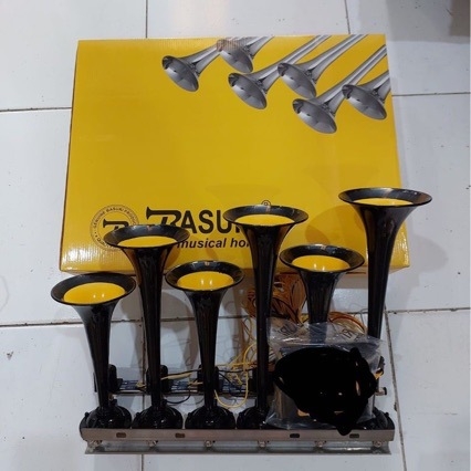 Sirena muzicală auto cu 6 țevi, 36 de tonalități, control electronic, țeavă metalică, cu buton