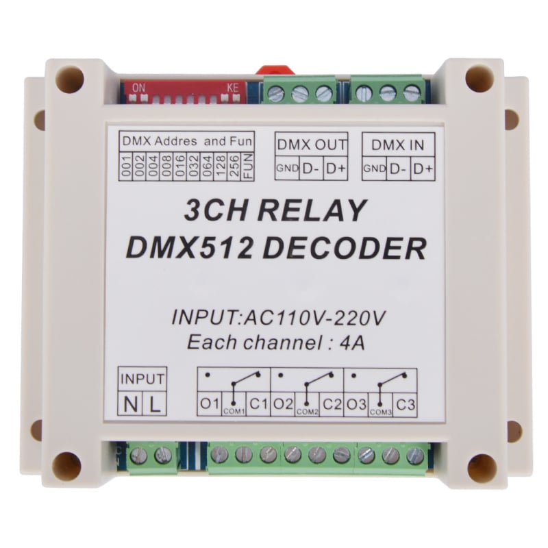 Decodor DMX512, 110-220V, 4A, releu cu 3 canale, accesorii pentru driver LED