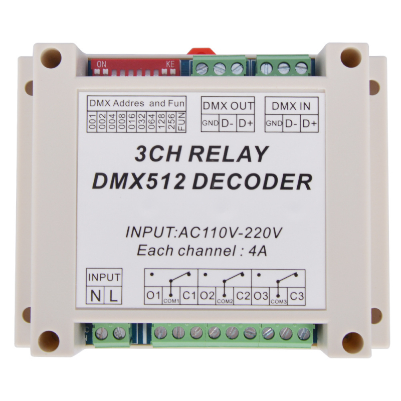 Decodor DMX512, 110-220V, 4A, releu cu 3 canale, accesorii pentru driver LED