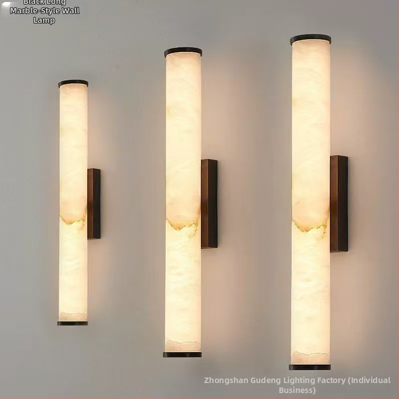 Dlhá nástenná lampa s mramorovým vzhľadom, luxusné nástenné svietidlo v španielskom štýle do obývačky na chodbu