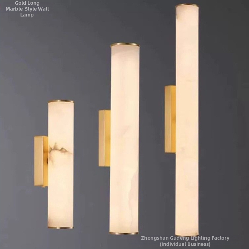 Dlhá nástenná lampa s mramorovým vzhľadom, luxusné nástenné svietidlo v španielskom štýle do obývačky na chodbu