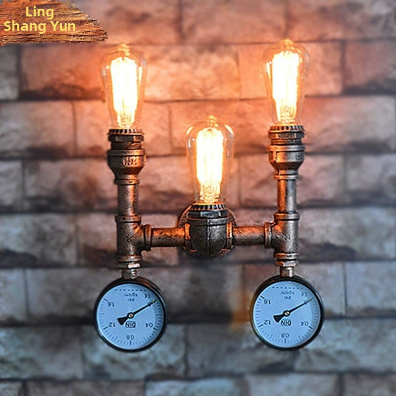 Retro železná priemyselná nástenná lampa, barové a stolové svetlo, kreatívne osvetlenie domácnosti, lampa v štýle vodnej fajky