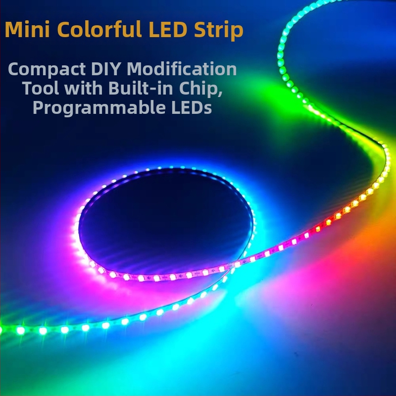 2,6 mm ultratenký RGB LED pásik 0807 WS2812B, 5V, 160 LED diód, ambientné osvetlenie interiéru auta