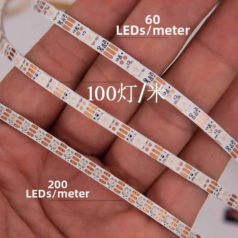 2,6 mm ultratenký RGB LED pásik 0807 WS2812B, 5V, 160 LED diód, ambientné osvetlenie interiéru auta