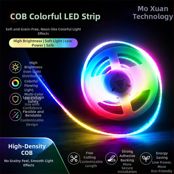 5 mm široký 5V COB LED svetelný pás so 160 LED diódami, gradientná farba, flexibilný pre inteligentné osvetlenie domácnosti
