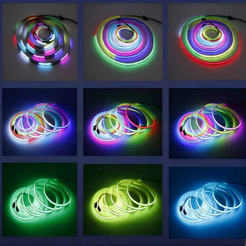 Bandă LED color WS2811 COB, lățime 10 mm, cu efect de urmărire a luminii, flux de apă, atmosferă de galop, control inteligent programabil