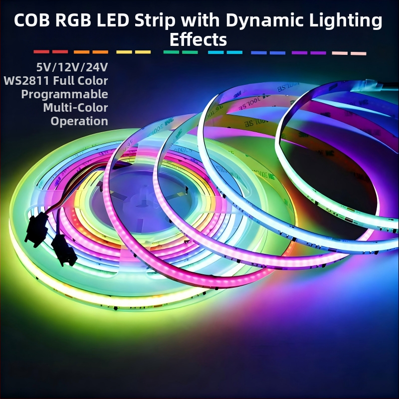 10 mm široký farebný LED pásik WS2811 COB s efektom naháňačky, atmosférou prúdiacej vody, atmosférou behu koní a programovateľným inteligentným ovládaním.