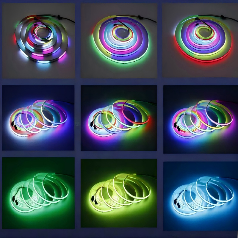 Bandă LED color WS2811 COB, lățime 10 mm, cu efect de urmărire a luminii, flux de apă, atmosferă de galop, control inteligent programabil