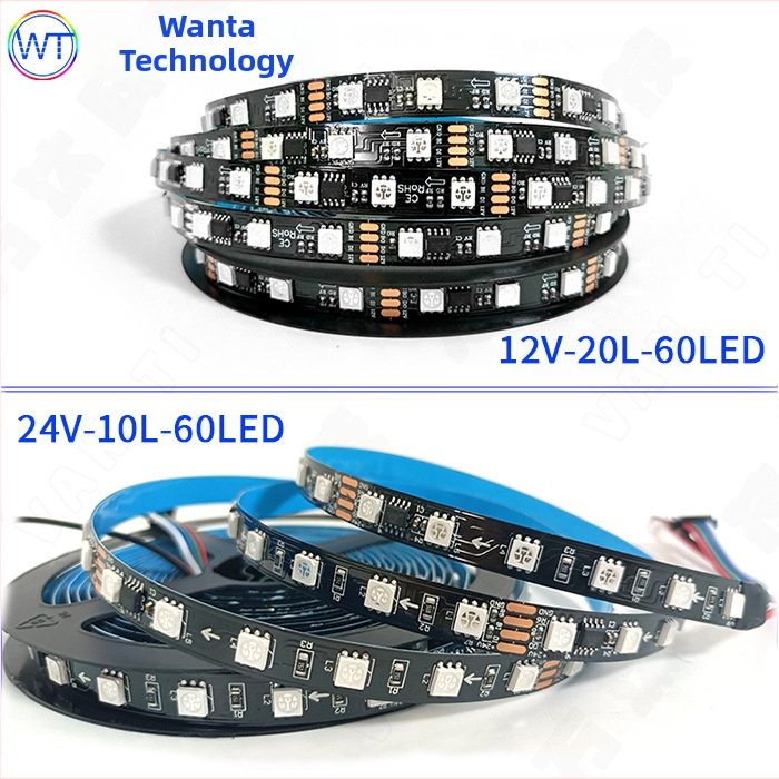 TM1934 RGB LED pásik 5050, 12V, samolepiaci, vodeodolný vonkajší programovateľný