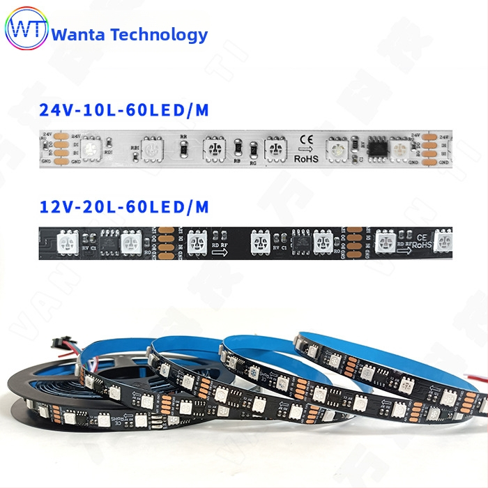 TM1934 RGB LED pásik 5050, 12V, samolepiaci, vodeodolný vonkajší programovateľný