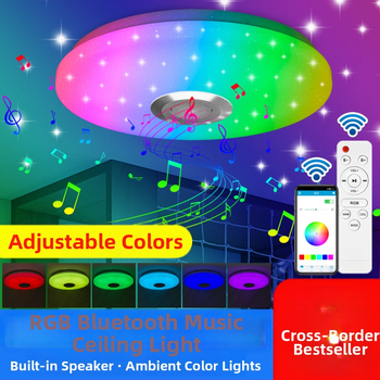 LED stropné svietidlo, moderné minimalistické okrúhle, prehrávanie hudby cez Bluetooth s ovládaním aplikáciou, meniace sa farby, do spálne a obývačky