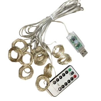 Șiruri LED cu sârmă de cupru, control USB prin telecomandă, 300 LED, decor interior de sărbători