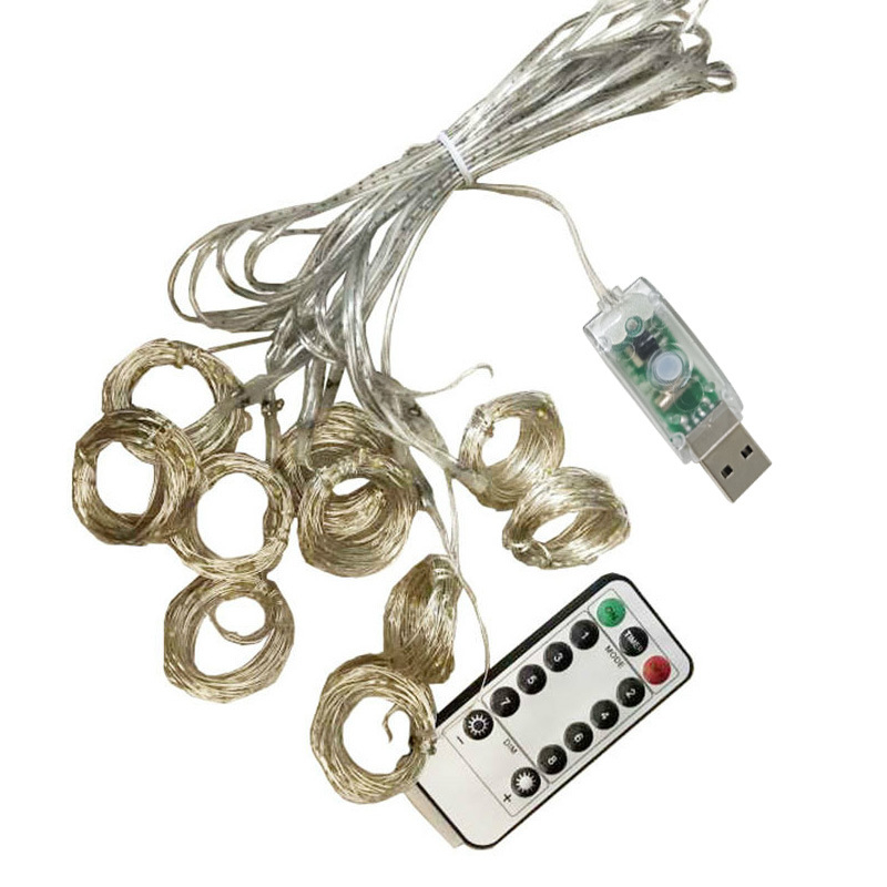 Șiruri LED cu sârmă de cupru, control USB prin telecomandă, 300 LED, decor interior de sărbători