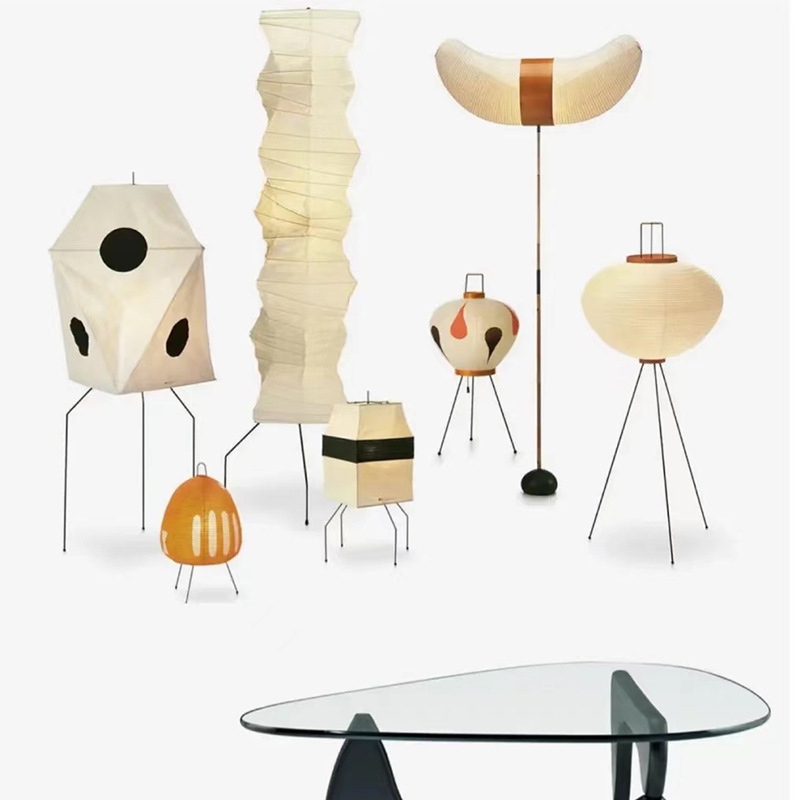 Lampă de podea japoneză din hârtie de orez, stil muson, design decorativ creativ pentru living și birou