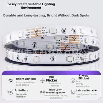 Bandă LED RGB 12V, autoadezivă, 30 LED-uri 5050, iluminare ambientală pentru casă