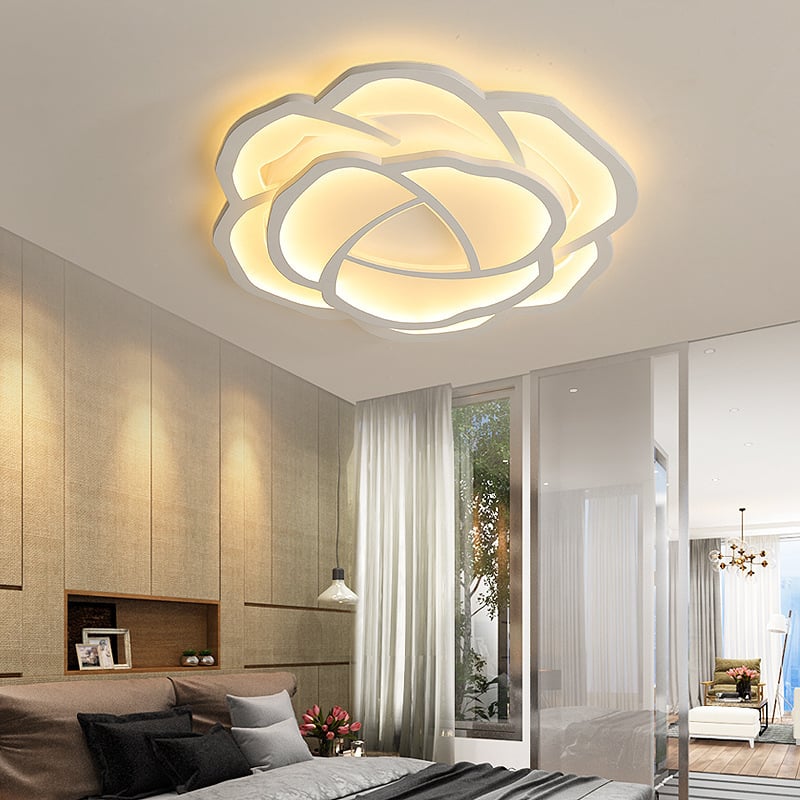 LED οροφής φως με μοτίβο ρόδου, μινιμαλιστικό μοντέρνο στυλ, ζεστό ρομαντικό φως για υπνοδωμάτιο (10–15 τ.μ.)