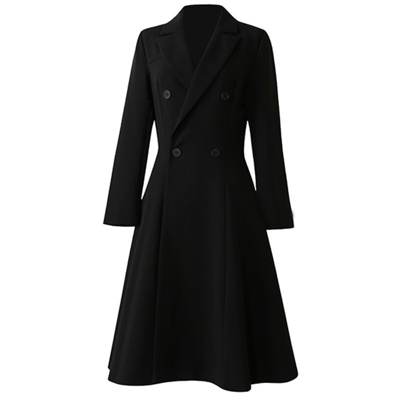 Palton trench damă plus size, cu guler de sacou, poliester