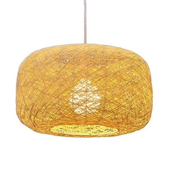 Lampă pendul din ratan, sferă cu șnur de viță de vie, LED, diametru 40 cm, înălțime reglabilă 1,2 m, potrivită pentru dining, living și spații comerciale