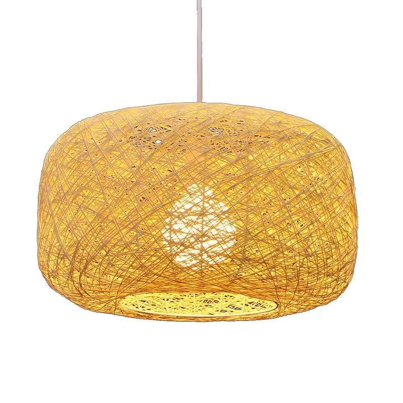 Lampă pendul din ratan, sferă cu șnur de viță de vie, LED, diametru 40 cm, înălțime reglabilă 1,2 m, potrivită pentru dining, living și spații comerciale