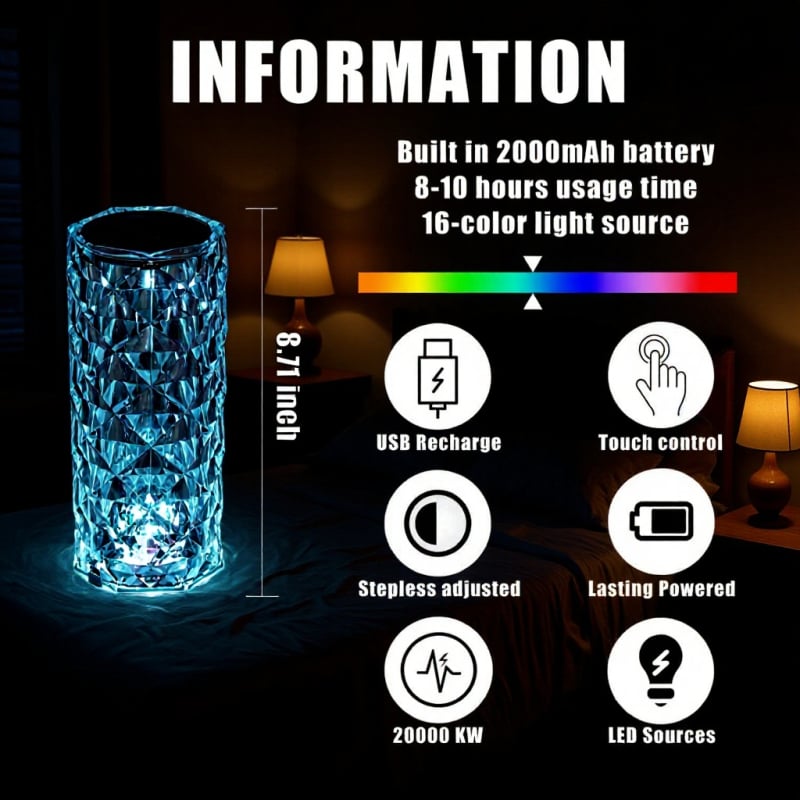 Rózsaszín LED-lámpa érintésre, újratölthető éjjeli lámpa a hálószobába, hangulatos világítás, születésnapi ajándék lányoknak, asztali lámpa