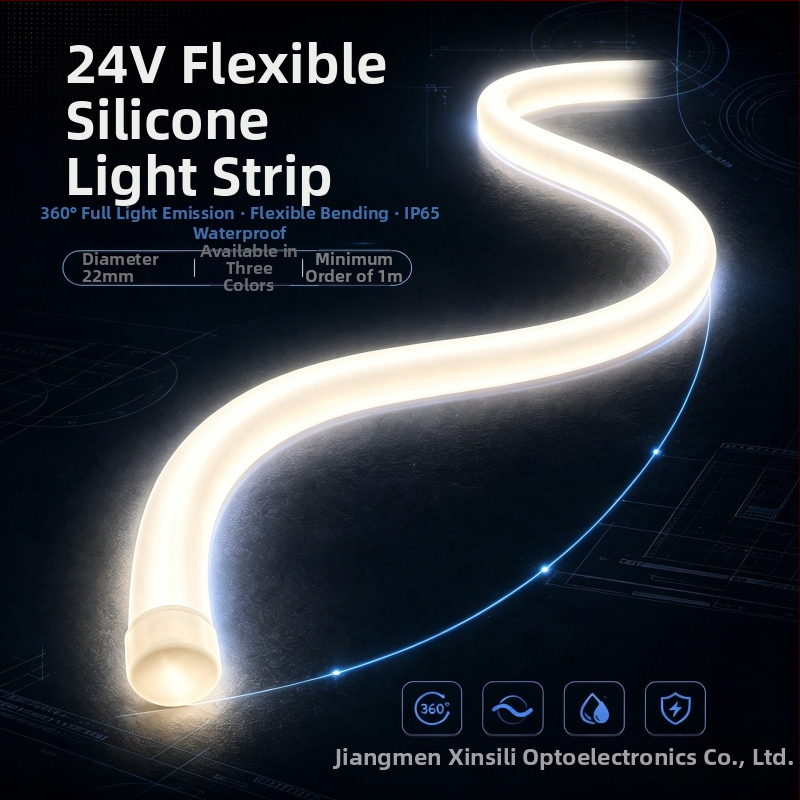 Bandă LED din silicon cu iluminare neon, 360°, înaltă luminozitate, flexibilă și modelabilă, 24V tensiune joasă