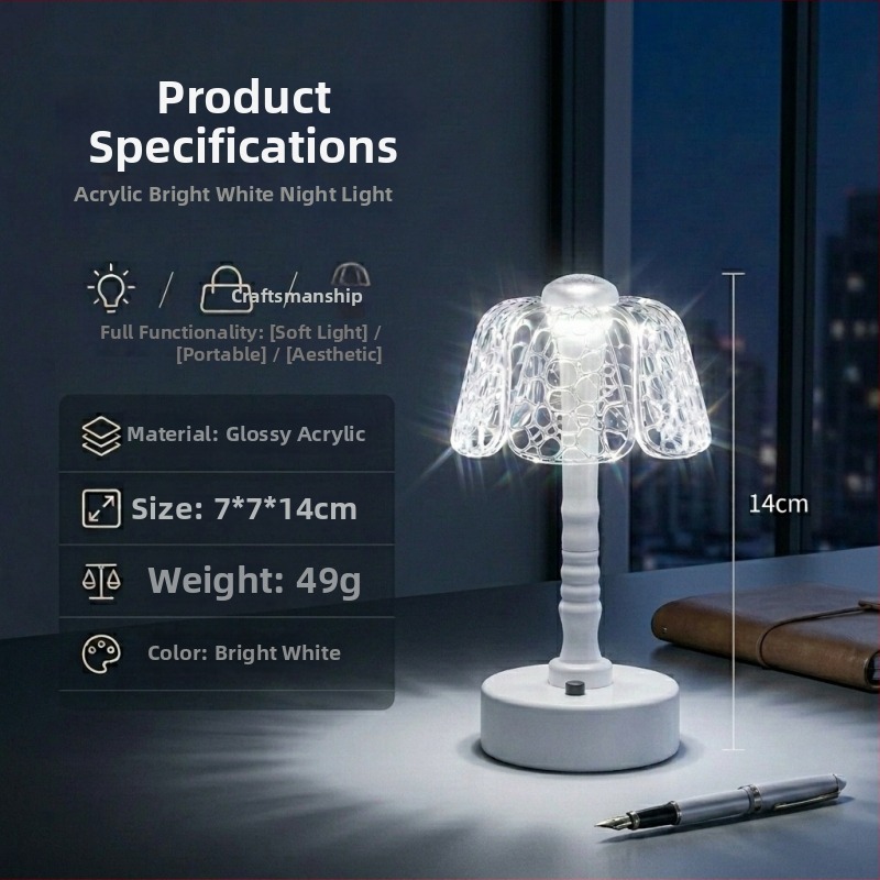Akrylové nočné svetlo s okvetnými lístkami — kreatívna nočná lampa do spálne