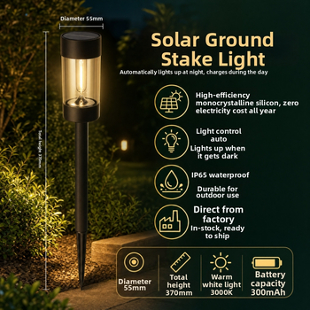 Solárna LED záhradná lampa s volfrámovým efektom, vonkajší kolík do zeme, vodeodolná