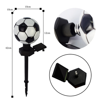 Lumină solară pentru grădină cu tijă de montare, în formă de fotbal din plastic, iluminare LED decorativă pentru peisaj
