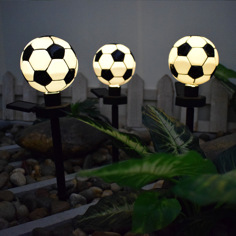 Lumină solară pentru grădină cu tijă de montare, în formă de fotbal din plastic, iluminare LED decorativă pentru peisaj