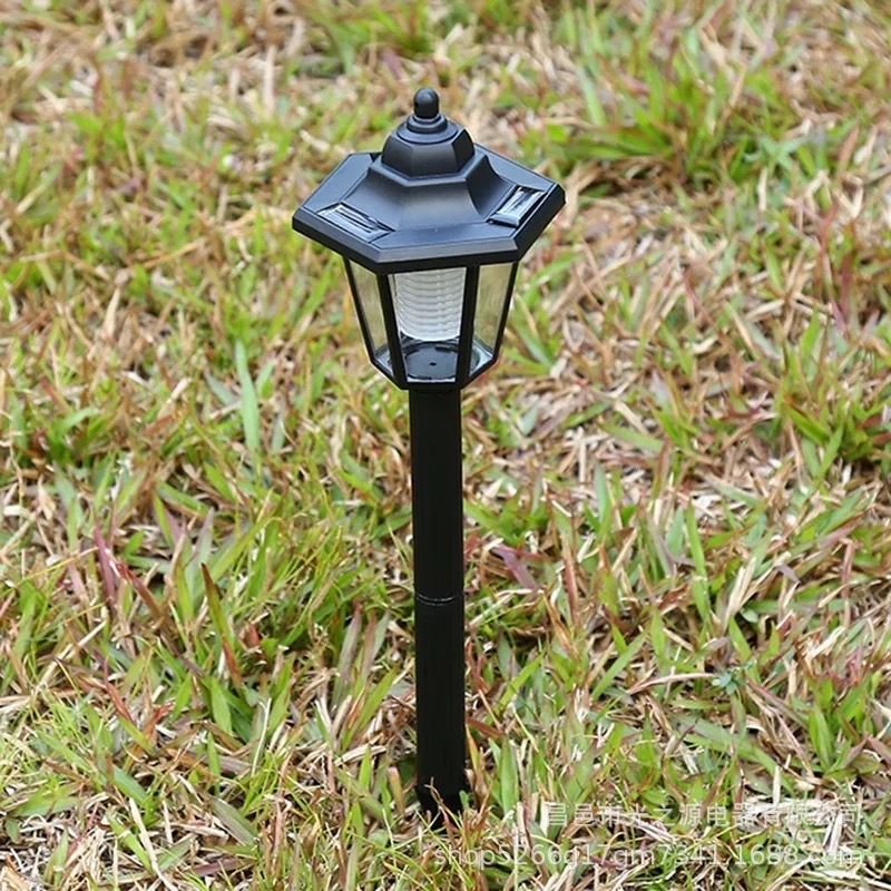 Lampă solară de grădină hexagonală, cu tijă de montaj, stil palat