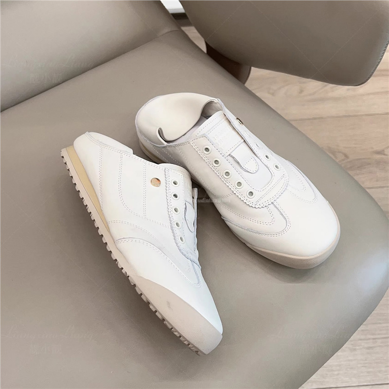 Adidași pentru femei din piele naturală, albi, talpă plată, fără șireturi, model vară 2025, pantofi urbani casual, purtare în două moduri