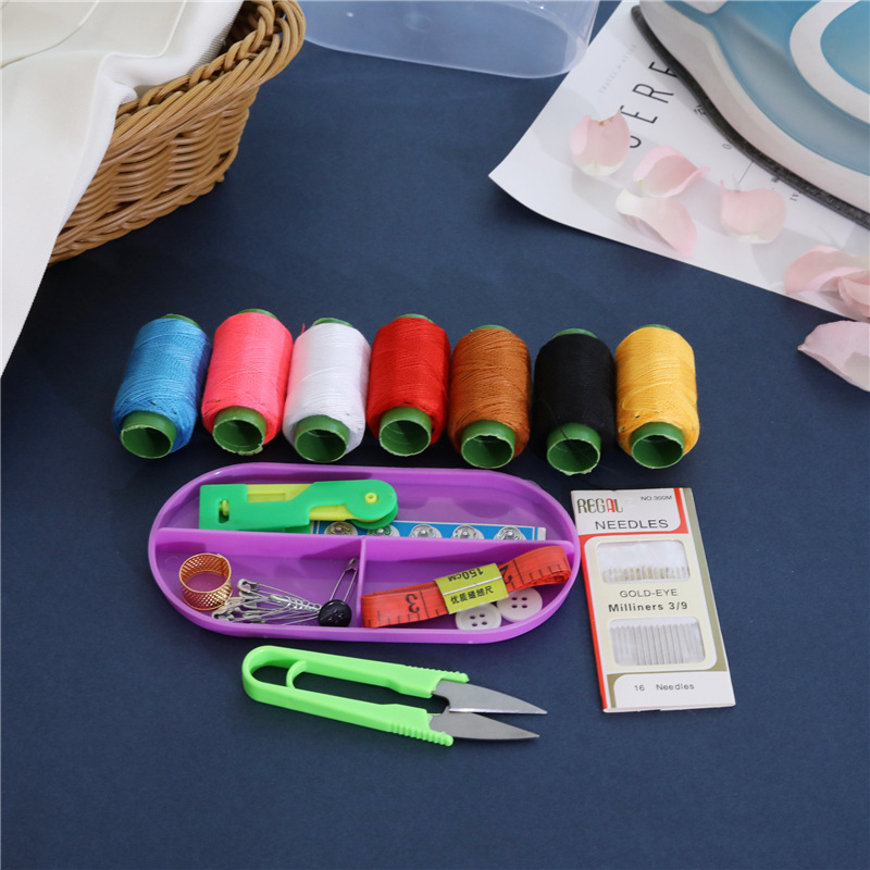 Set de cusut în cutie, 10 piese, ace cu vârf aurit, dimensiune mare, unelte de cusut pentru casă cu riglă, trusă de cusut portabilă pentru călătorii
