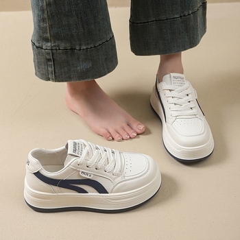 Adidași albi pentru femei cu talpă groasă, model 2026, respirabili și versatili, pantofi sport casual