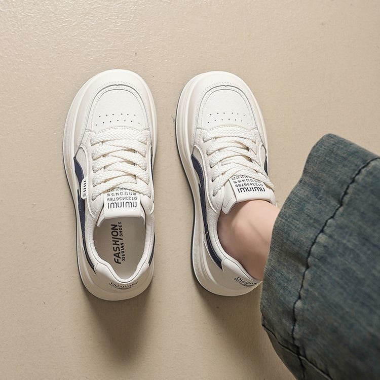Adidași albi pentru femei cu talpă groasă, model 2026, respirabili și versatili, pantofi sport casual