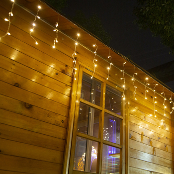 Lampi LED ice-strip cu perdea de lumini, 4 m, 96 LED, 3000K, IP43, 220V, controller cu 8 funcții, decor interior/exterior