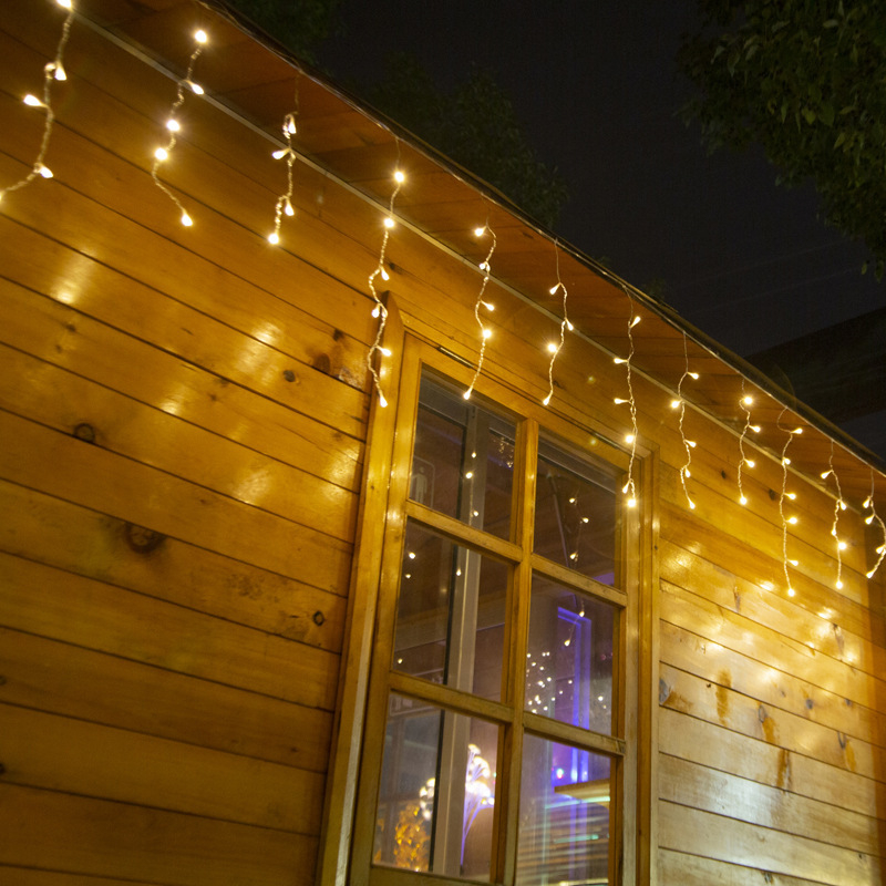 Lampi LED ice-strip cu perdea de lumini, 4 m, 96 LED, 3000K, IP43, 220V, controller cu 8 funcții, decor interior/exterior