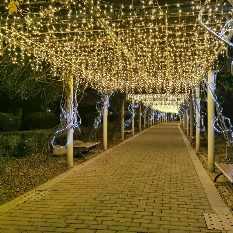 Lampi LED ice-strip cu perdea de lumini, 4 m, 96 LED, 3000K, IP43, 220V, controller cu 8 funcții, decor interior/exterior