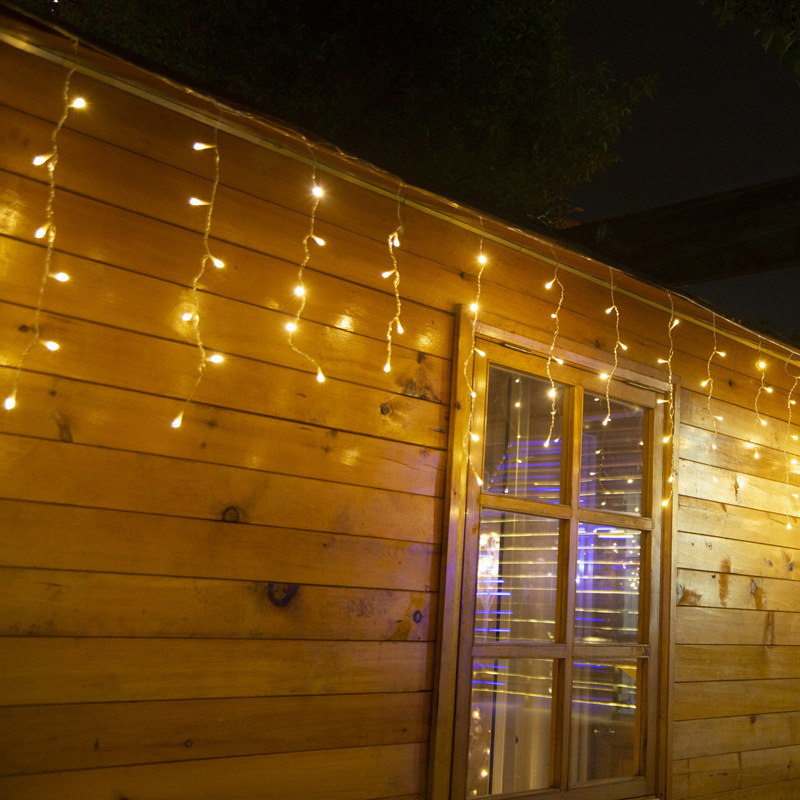 Lampi LED ice-strip cu perdea de lumini, 4 m, 96 LED, 3000K, IP43, 220V, controller cu 8 funcții, decor interior/exterior