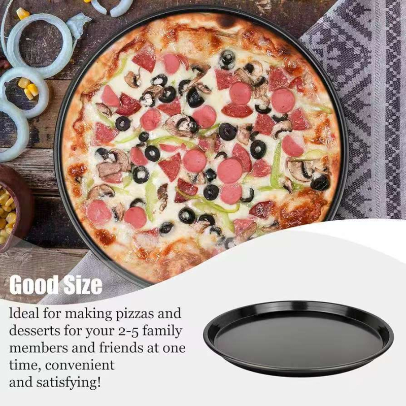 Kerek, tapadásmentes szénacél sütőedény pizza és süteményekhez