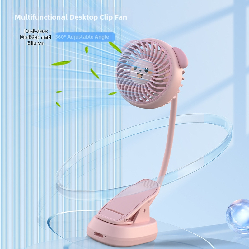 Prenosný stolový ventilátor s USB klipom a vstavanou batériou, na nočný stolík, do postieľky a na internát.