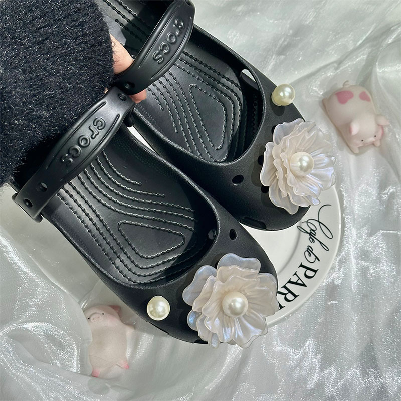 Αξεσουάρ DIY για Crocs: λουλούδι καμέλια και μαργαριταρένια αγκράφα παπουτσιών, αποσπώμενο διακοσμητικό